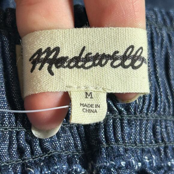 Madewell Women's Smocked Waist Denim Cotton Midi Skirt M Medium New - Picture 5 of 7